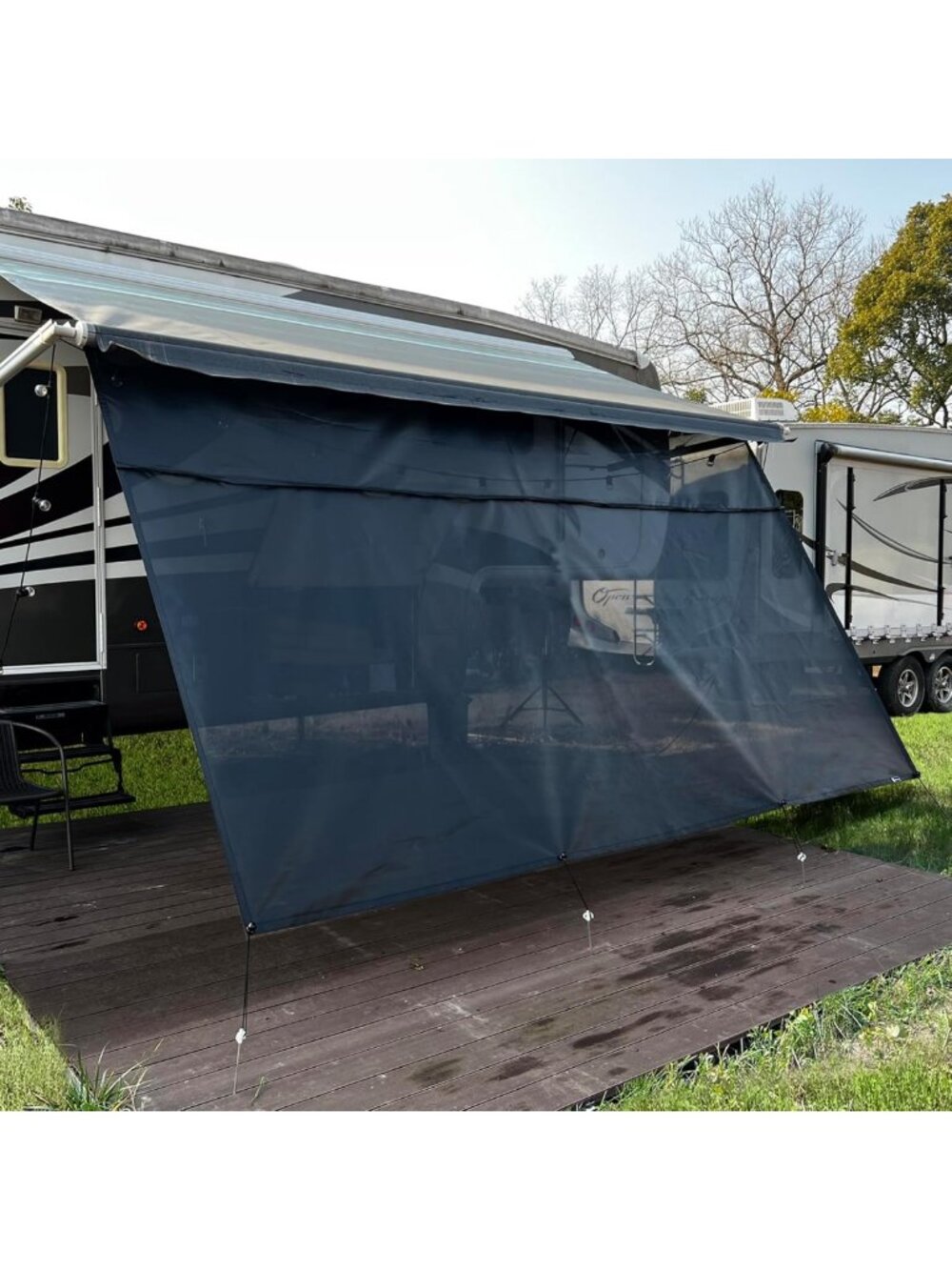 Universal RV Awning Sun Shade Screen 8'x9'3'' - Black Mesh for Privacy & UV